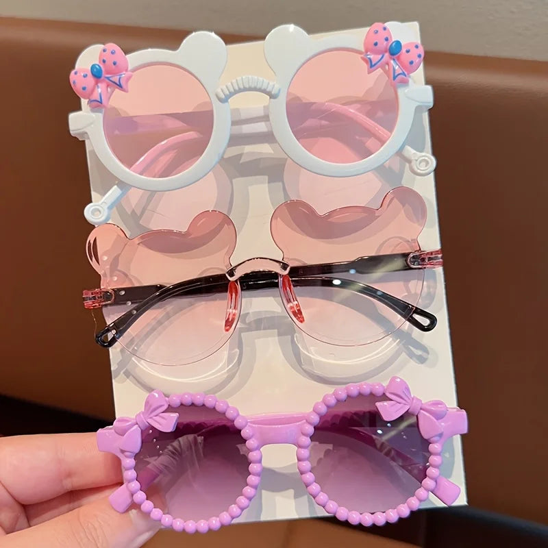 2/3Pcs Boy Girl Cute Bear Frame Bowknot Kids Children Fashion Glasses Eyewear