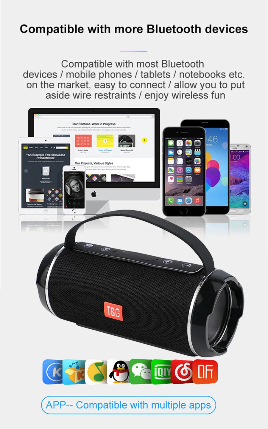 Subwoofer Caixa De Som Bluetooth Speaker Portable Sound Box Music Wireless Woofer Bass Computer PC TV Radio FM 10W Powerful Big