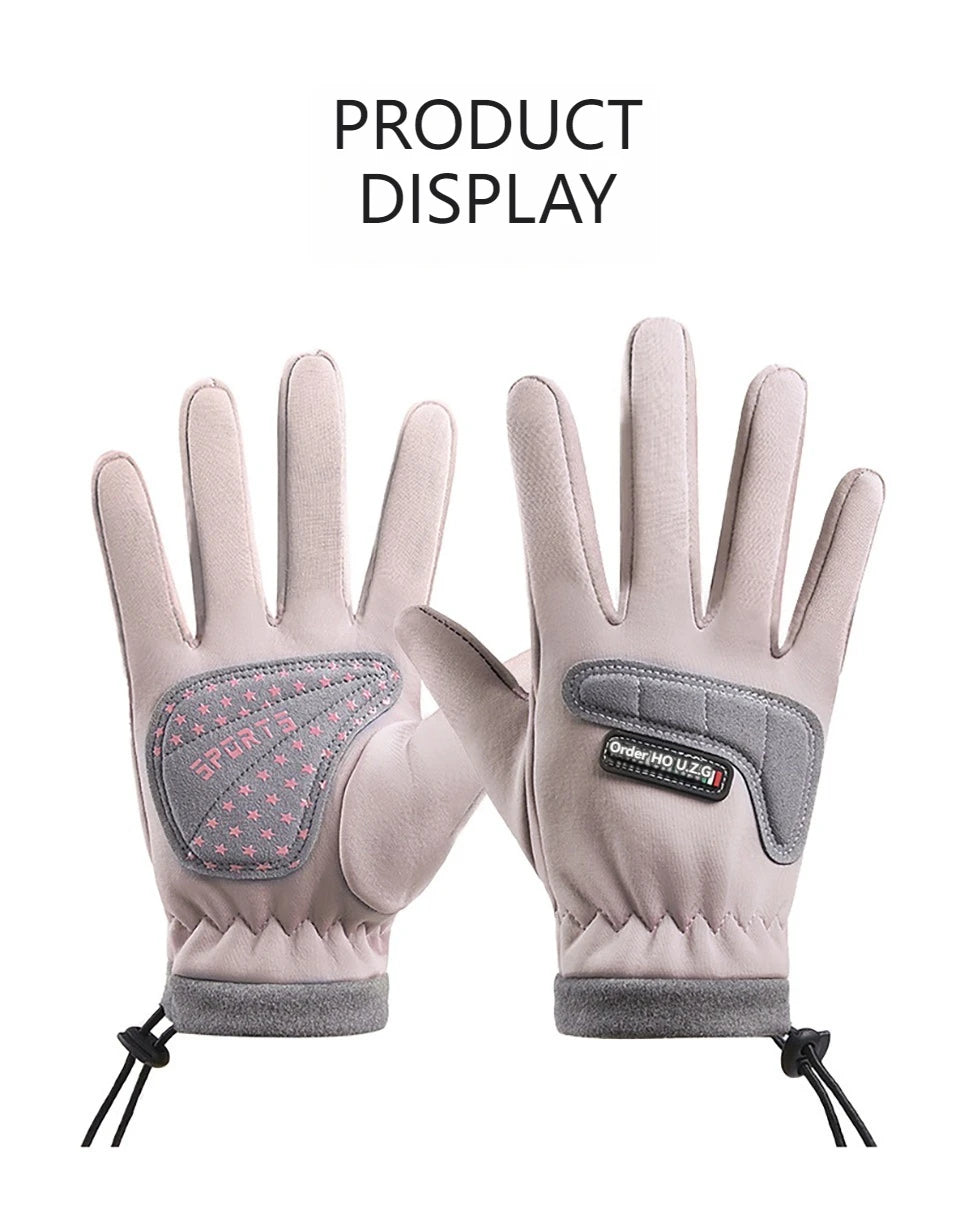 GTUBIKE Kids Winter Gloves Thicken Plus Velvet Cycling Riding Mittens Warm Waterproof Children Bicycle Gloves for Boys Girls