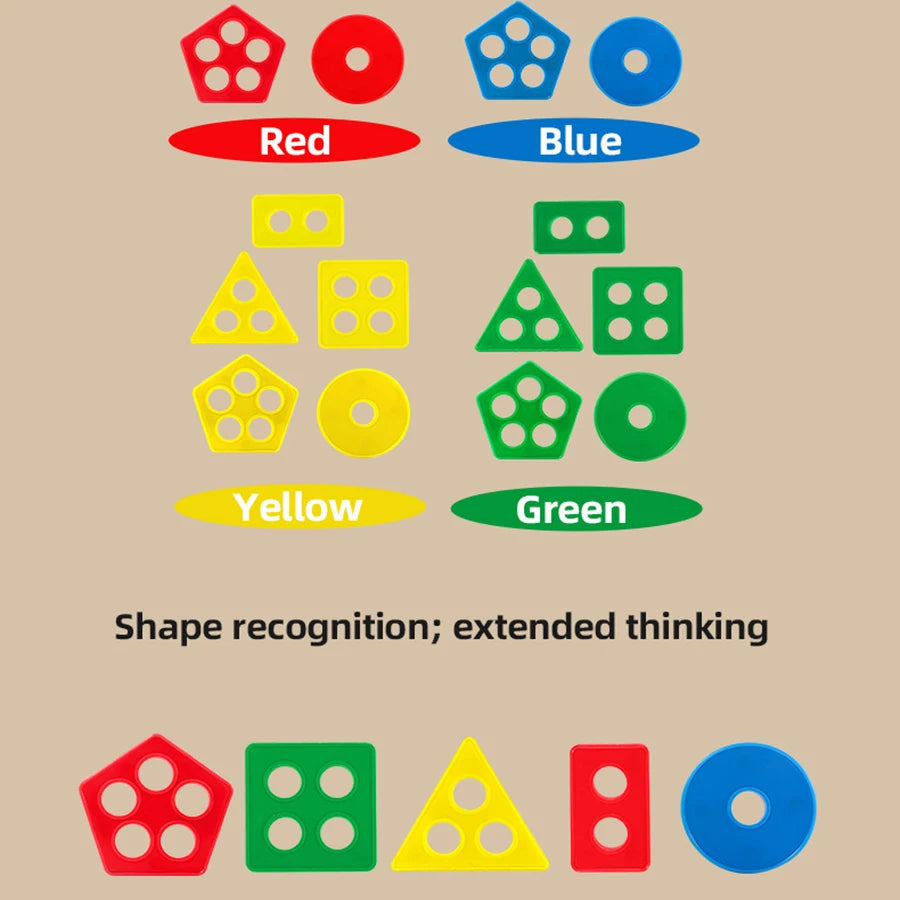 1set- Early education equipment geometric set columns, infant and child intelligence assembly building blocks boy/girl toys