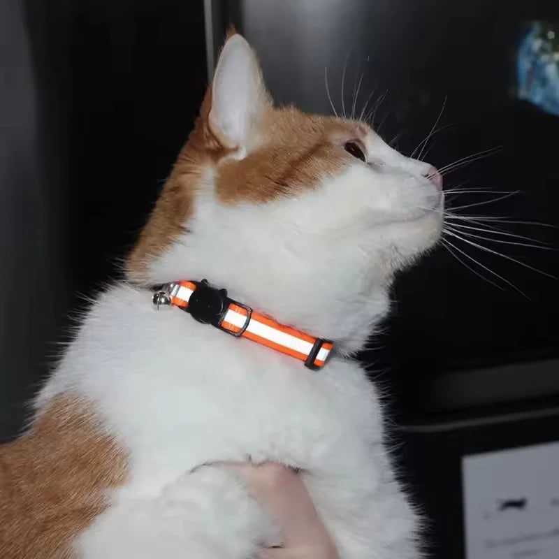 Cat Collar Colors Reflective Breakaway Neck Ring Necklace Bell Pet Products Safety Elastic Adjustable with Soft Material