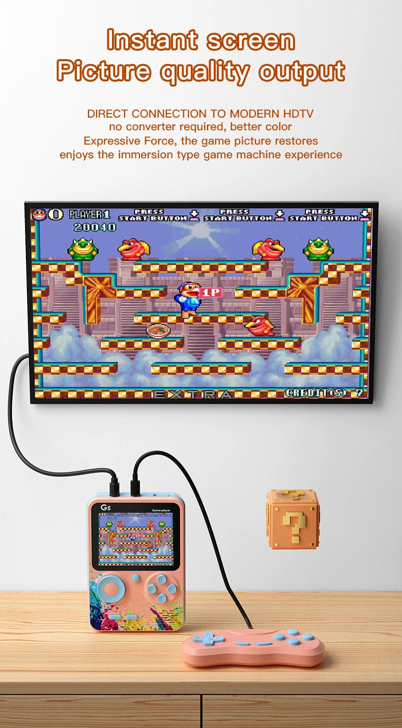 G5 500 In 1 MINI Game Handheld Game Players Portable Retro Video Console Boy 8 Bit 3.0 Inch Color LCD Screen Games
