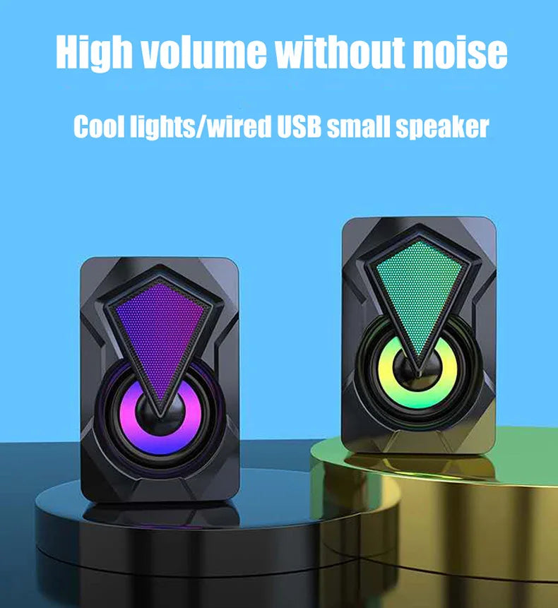 New X2 computer speaker, illuminated desktop laptop, multimedia mini wired RGB speaker