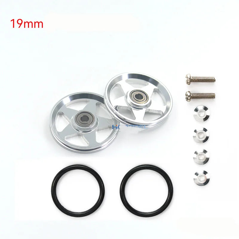 2pcs 15418 13-12mm Aluminum Alloy Guide Rollers 15461/15426 2023Jcup 95160 19mm Roller With Rubber Ring Tamiya Mini 4WD Homemade