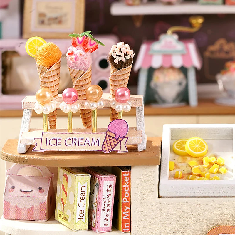 DIY Wooden Miniature Doll House Small House Kit 3D Puzzle Assembly Building Kits With Furniture LED Dollhouse Toys For Gifts