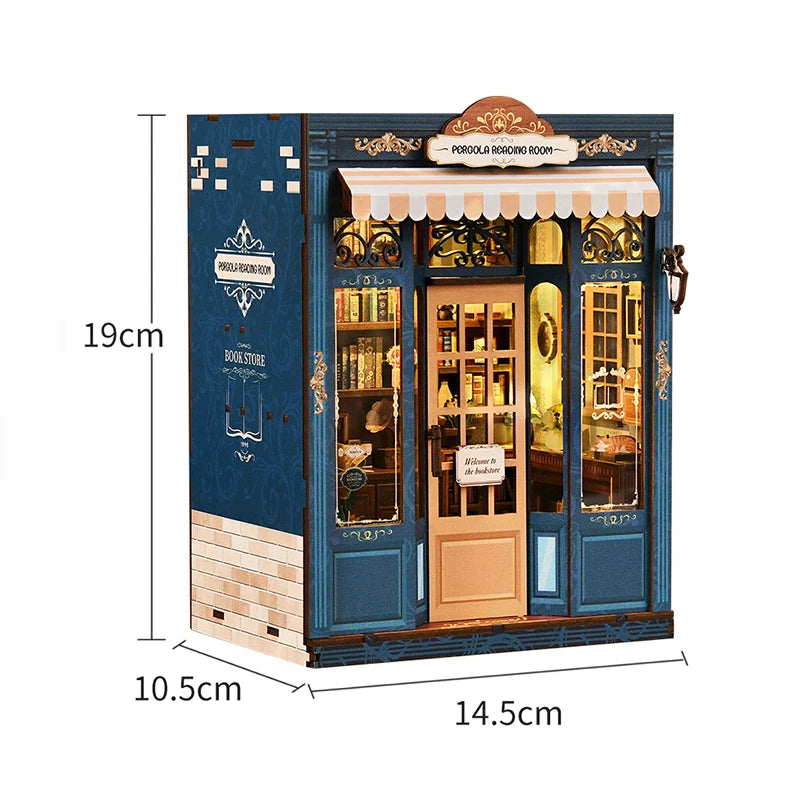 NEW DIY Wooden Book Nook Figurines Miniatures Doll House Kit 3D Puzzle Bookend for Friends Birthday Gifts Home Decor Crafts