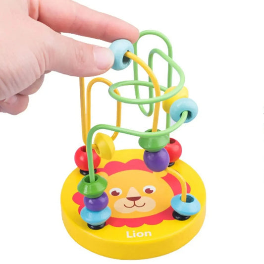 Wooden Colorful Bead Maze Roller Coaster Toy, Montessori Hand-Eye Coordination Educational Interactive Learning Gift