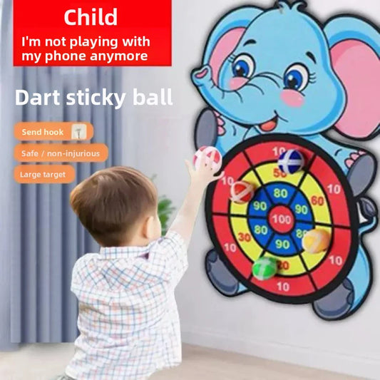 1set- Dart Board for Kids with 3 Sticky Balls Indoor Outdoor Sport Party Games Cartoon Animal Dart Board Toys Christmas Gift