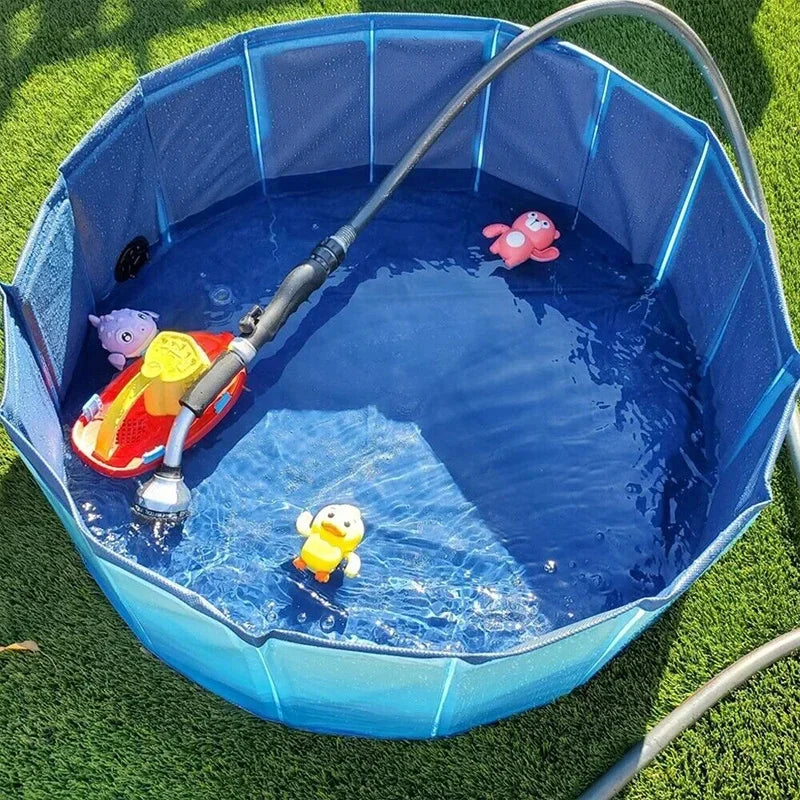 Portable Foldable Outdoor Pet Cleaning Pool - Hard Plastic Swimming & Bathing Tub - Ideal for Pet Baths & Kiddie Fun