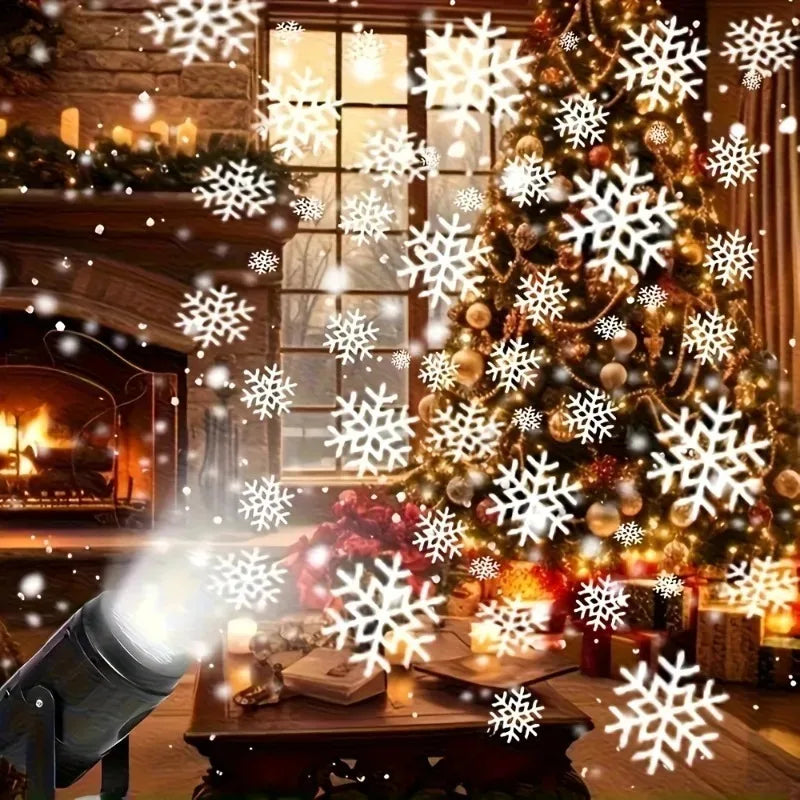 Christmas Snowflake LED Projector USB Powered with Rotating Base Durable Plastic for Indoor/Outdoor Holiday Decor