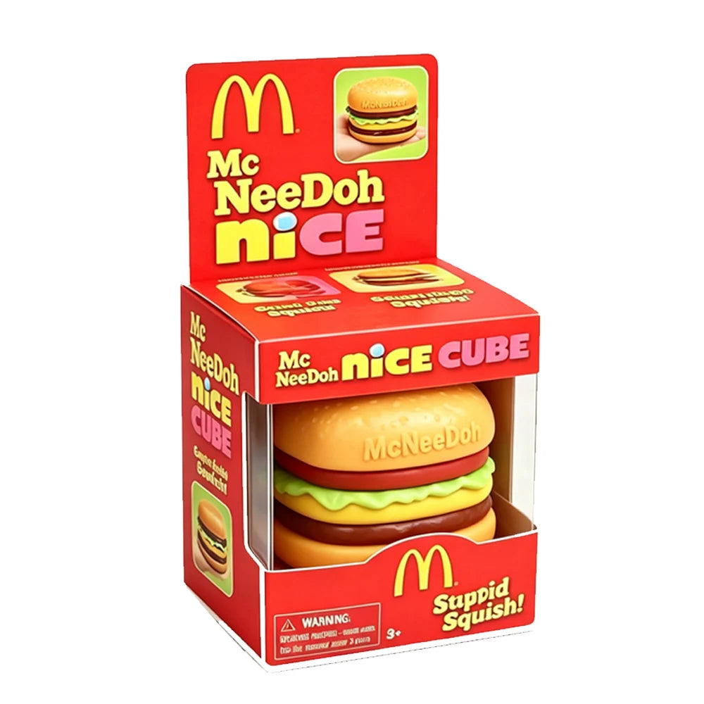 New Schylling NeeDoh Burger Cube Squishy Fidget Toy, Calms Mood & Provides Sensory Relief, Eases Anxiety, Non-toxic & Safe