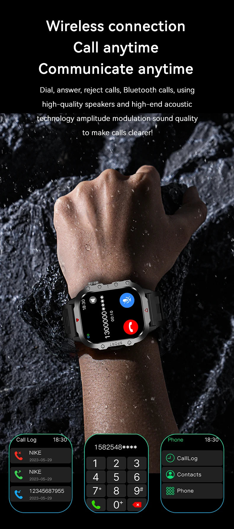 2026 New Smart Watch Men Bluetooth Calling Fitness Tracker LED Flashlight Sleep Monitor Sports Smartwatch For Android iOS