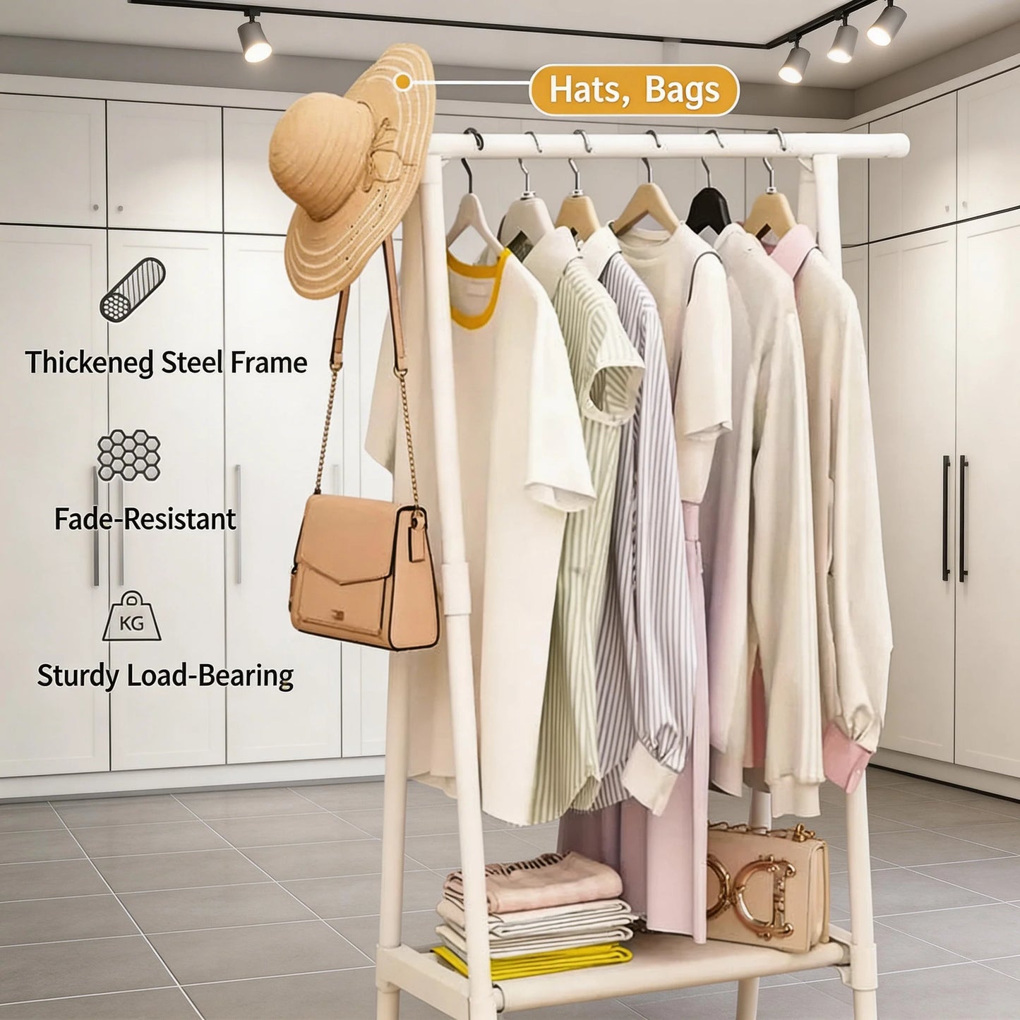 Multifunctional Coat Rack Movable Bedroom Clothes Hanger Stand Simple Coat Storage Shelf Space-saving Clothes Organizer Rack