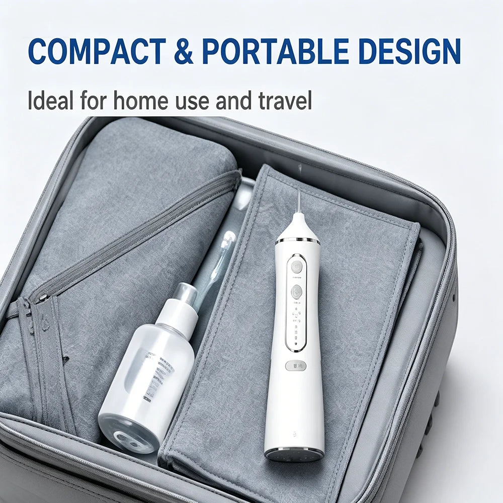 Portable Water Flosser Oral Irrigator 300ML 4 Modes IPX7 Waterproof Dental Cleaner 360° Nozzle for Travel Home Use