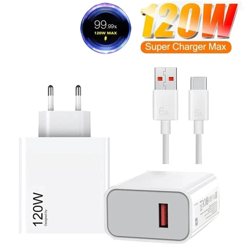 Oiginal 120W Charger Turbo Fast Charge Eu/Us Hypercharge Adapter for Xiaomi Redmi Note 11 12 13 Pro Plus 5G Mi 14 13 13T Cable