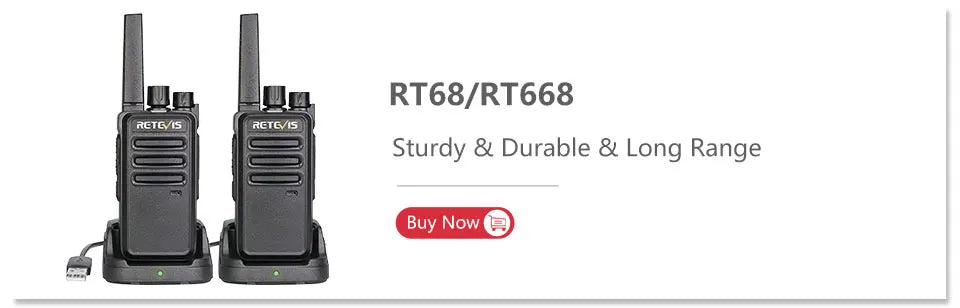 Retevis RB645 Walkie Talkie Dual PTT Professional Walkie-talkie Portable PMR446 Two Way Radio VOX USB C for Hotel Restaurant