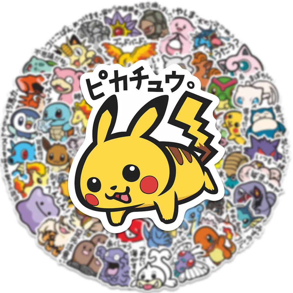56PCS Cute Anime Pokemon Stickers Cartoon Pikachu Graffiti Sticker for Laptop Motorcycle Stationery DIY Kids Toys Decoration