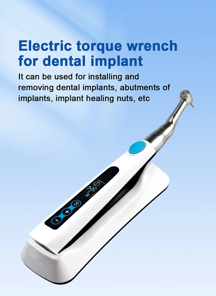 AZDENT Dental Implant Motor Electric Wireless Torque Driver Implant Torque Wrench with 16pcs Screwdrivers Contra Angle Motor