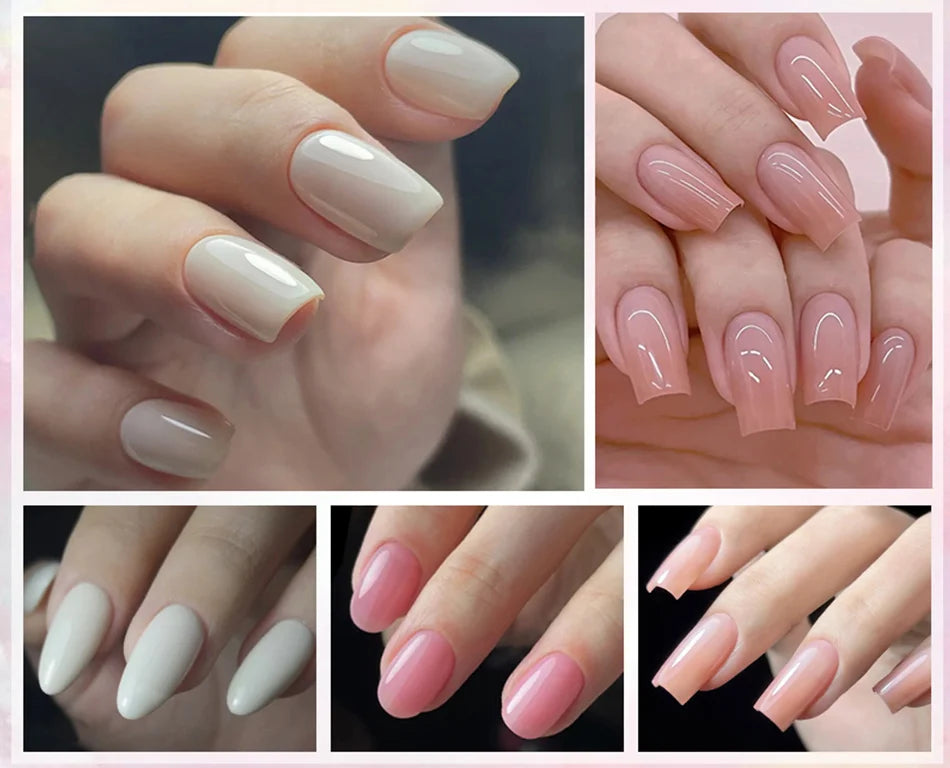 BORN PRETTY 15ml Jelly Nude Rubber Base Gel Natural Milky White Clear Semi permanent Self-Leveling Soak Off UV LED Gel Varnish