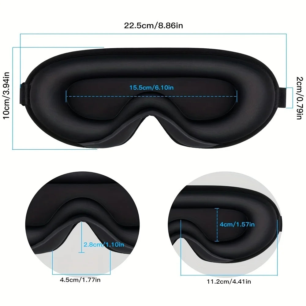 3D Sleep Mask With Noise Ear plug, Unisex Blackout, Protects Eyelashes, Adjustable Strap, Travel Plane Work Eye Mask