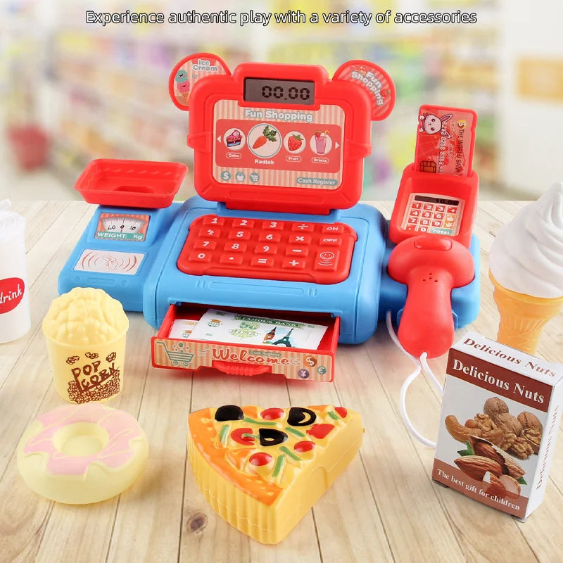 Simulation Shopping Cash House Toys Electronic Game Lighting And Sound Effects Supermarket Cashier Toys For children Gifi