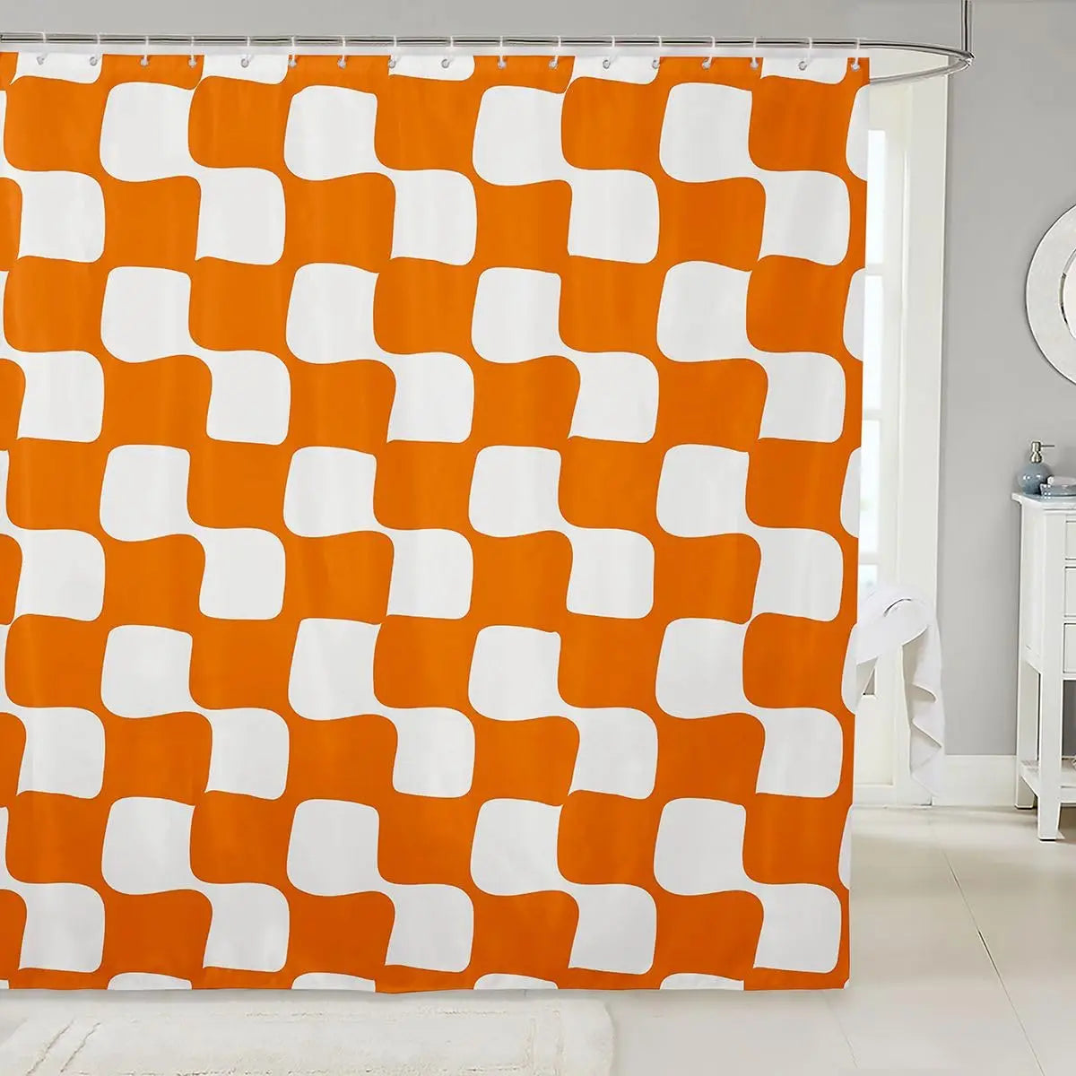 Checkered Grid Shower Curtains Buffalo Plaid Bathroom Curtain for Kids Women Men Black Brown Bathroom Accessories Geometric
