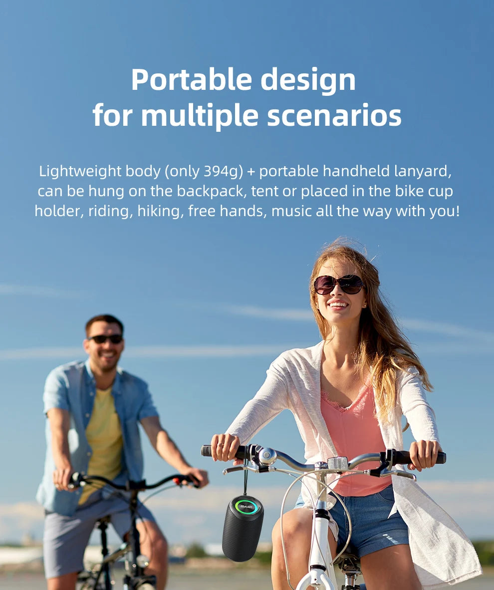 zealot-m2 Portable Bluetooth Speaker,IPX5 Waterproof 360° Wireless Speaker TWS Stereo Pairing 10hrs Playtime For Camping Hiking