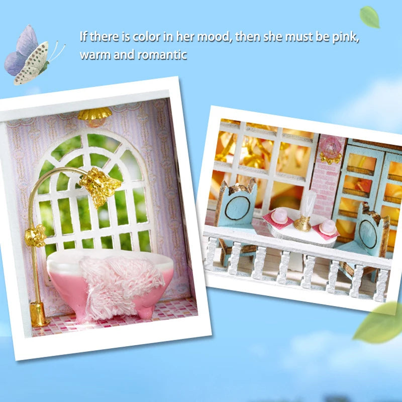 DIY Wooden Doll Houses Mini Assembly Handmade Small House Creative Scene Decoration DollHouse For Toys Birthday Gifts