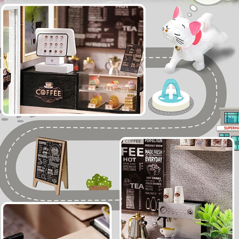DIY Wooden Miniature Doll House Small House Kit 3D Puzzle Assembly Building Kits With Furniture LED Dollhouse Toys For Gifts