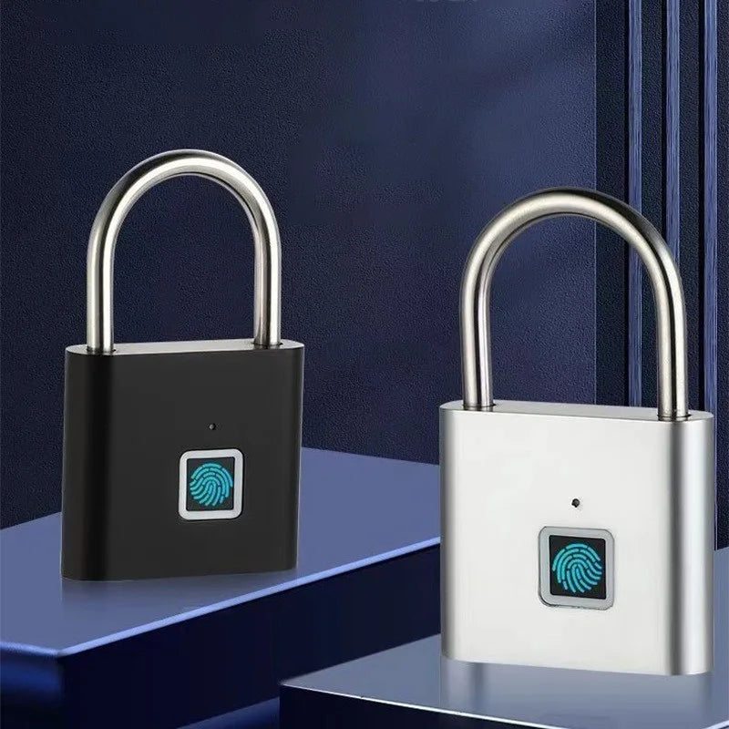 Keyless USB Charging Fingerprint Lock Smart Padlock Waterproof Door Lock 0.2sec Unlock Portable Anti-theft Padlock Zinc for Home