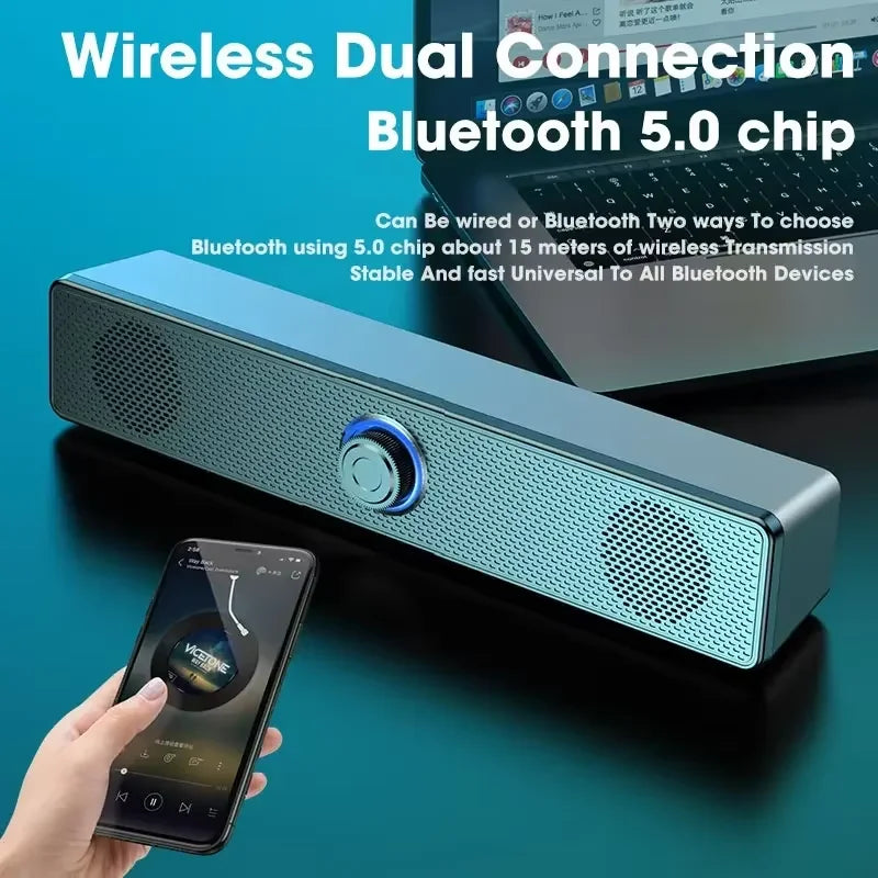 Wired Bluetooth Speaker USB Powered Soundbar Stereo Bass Dual Speaker Home Theater TV PC Laptop Gaming Portable Audio Box