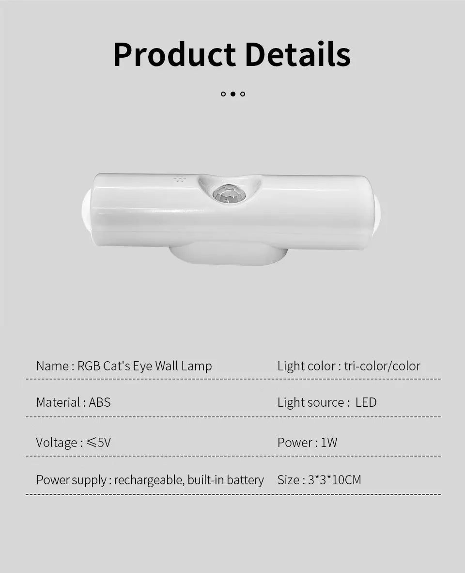 LED Night Light with Motion Sensor Wall Lamp Rechargeable RGB Gradient Ambient Night Lights Magnetic Sunset Lamp Room Decoration