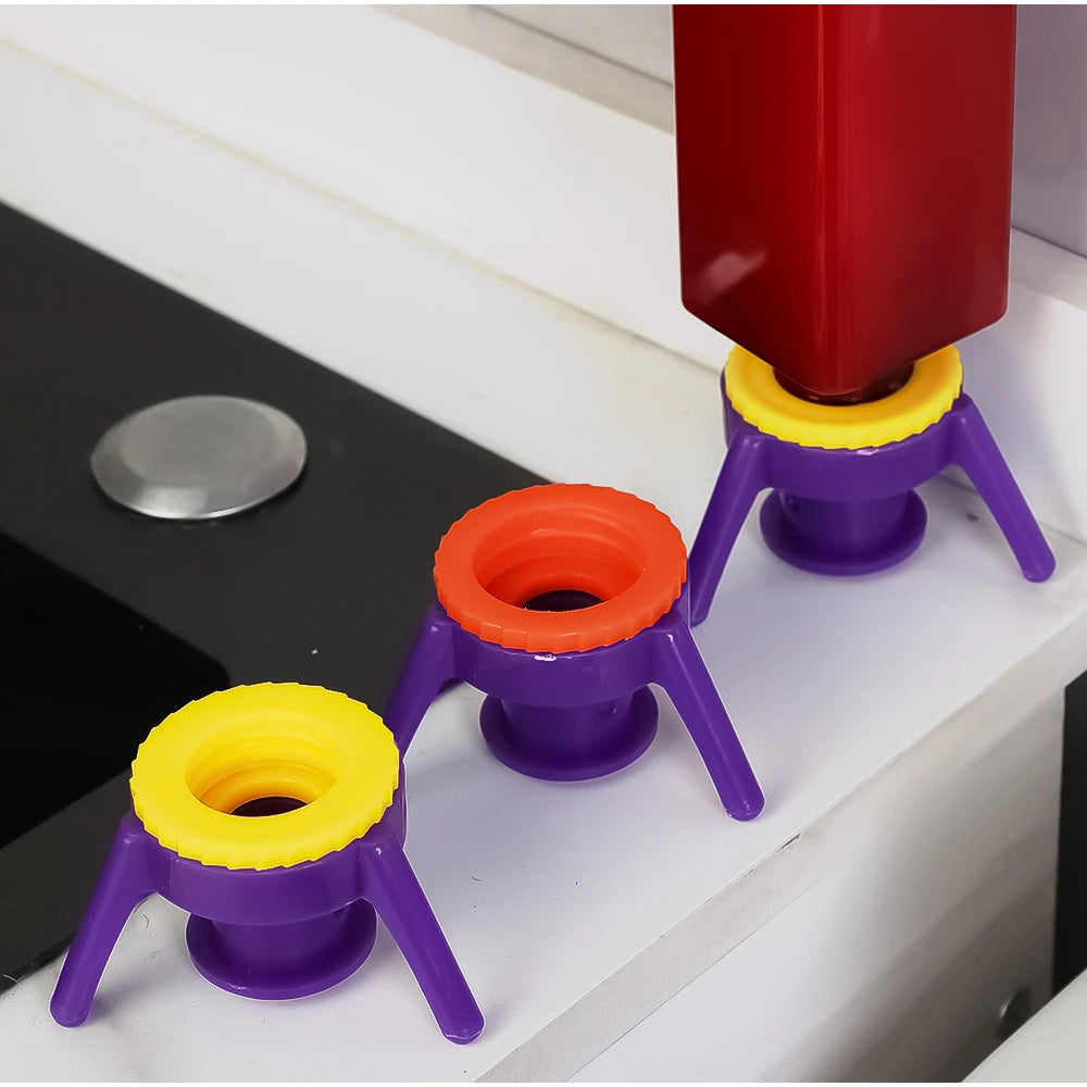 3Pcs/set Squeeze Bottle Cap Upside Down Tripod Bottle Caps No Waste Leak Prevention Cover Kitchen Bathroom Storage Rack Holder
