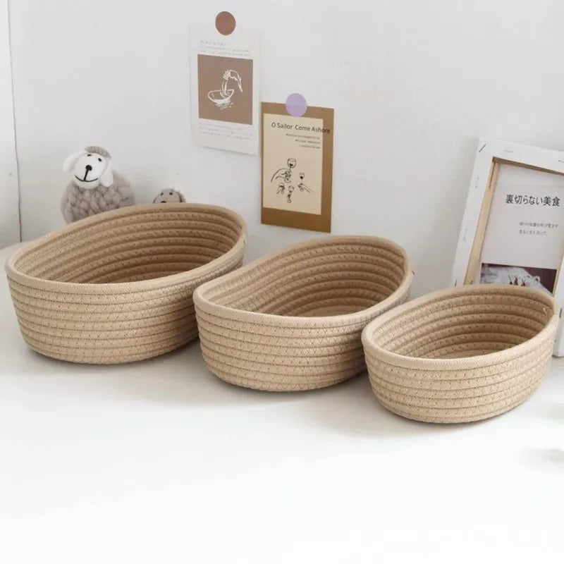 Nordic Cotton Rope Woven Storage Baskets Organize Boxs Desktop Sundries Organize Basket Sundries Key Cosmetics Storage Box