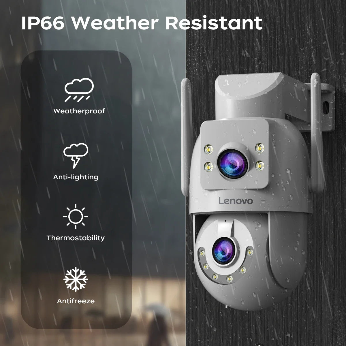 Lenovo 4MP HD Wifi PTZ Camera Outdoor Dual Lens Dual Screen Auto Tracking Security IP Camera CCTV Audio Video Surveillance