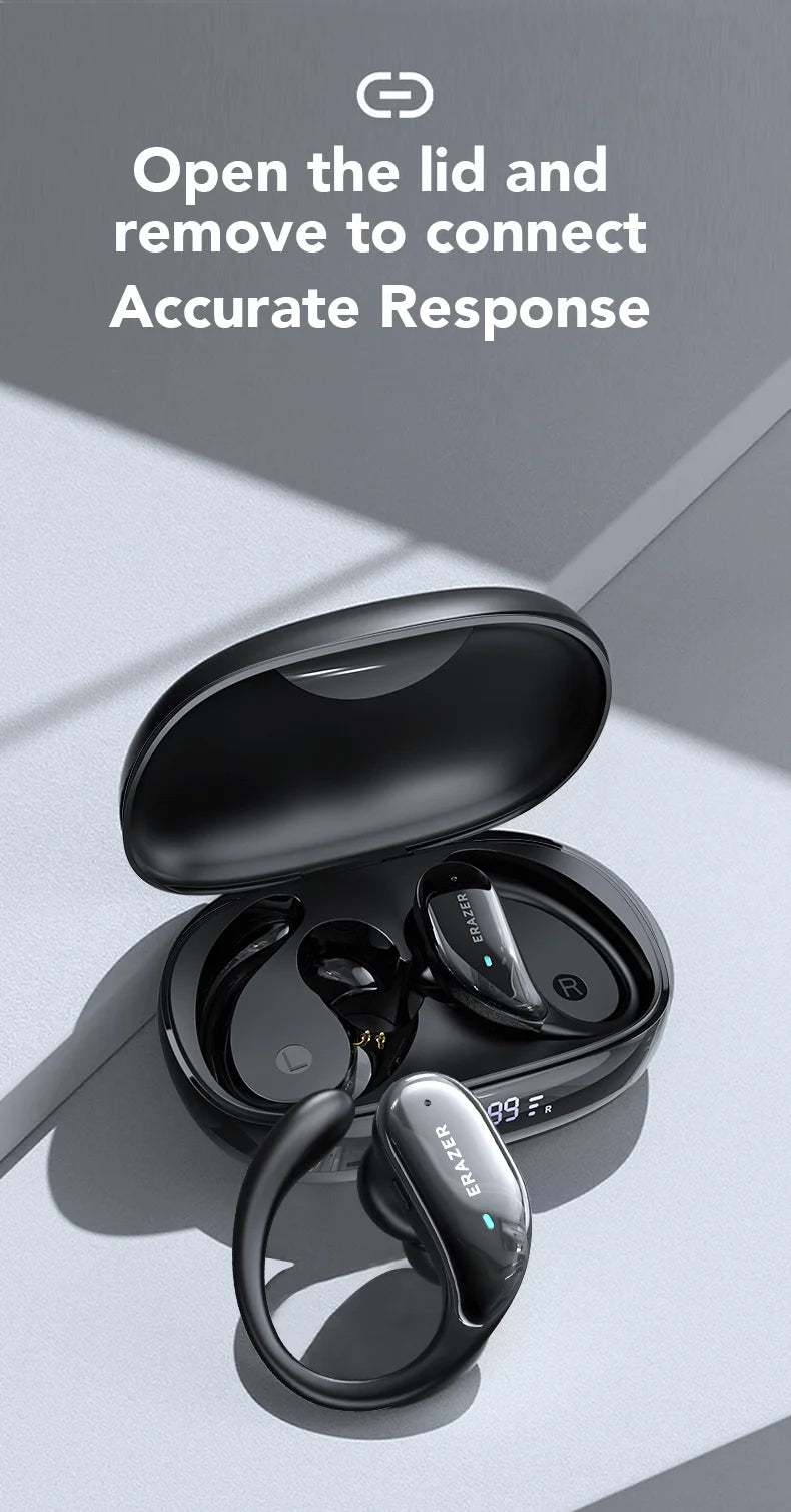 XT80 Bluetooth 5.3 Earphones True Wireless Headphones with Mic Button Control Noise Reduction Earhooks Waterproof Headset