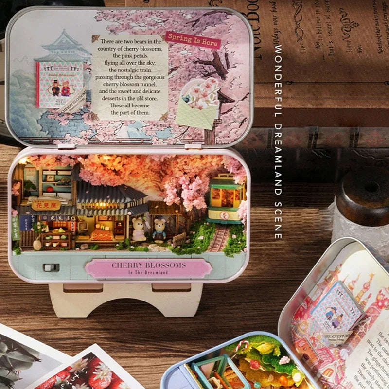 DIY Wood DollHouses Handmade Funny Box Theatre Miniature Box Cute Doll Houses 3D Puzzle Assembly Kits Birthday Gift Wooden Toys
