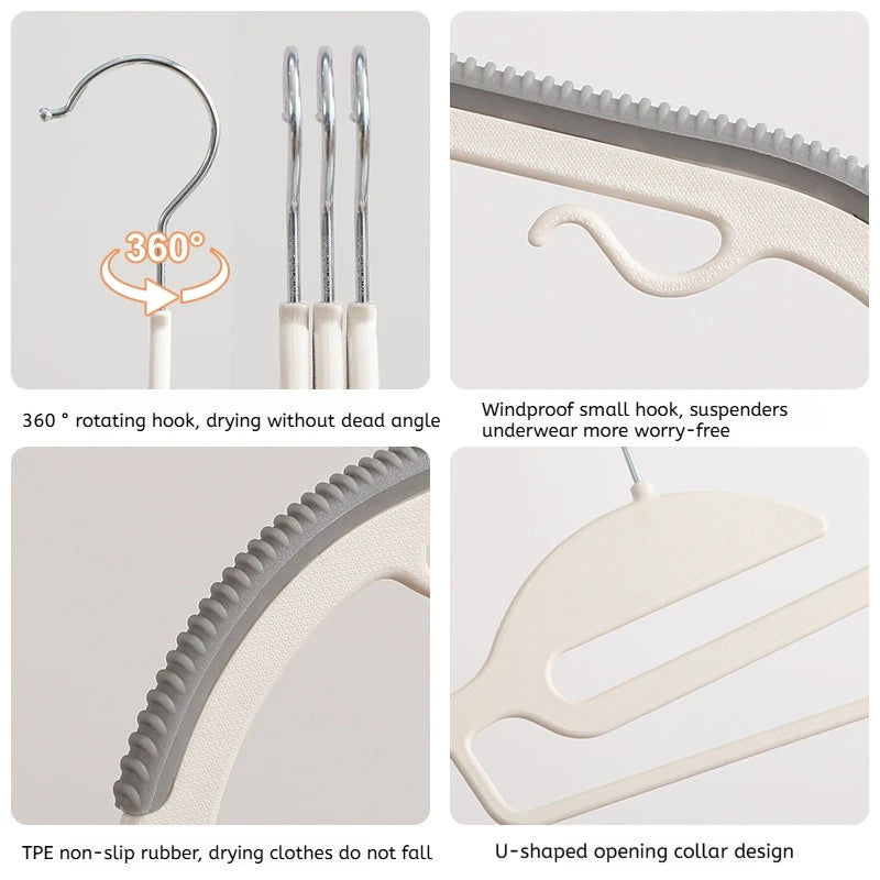 10Pcs Black/Orange/Grey Multifunctional Wet and Dry Household Hanger Suitable for Hanging Clothes Bedroom Wardrobe Anti-Slip