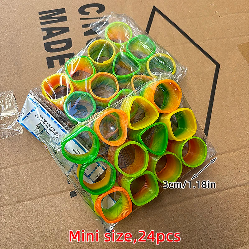 12/24 Rainbow Magic Springs Circle Toys Kids Birthday Party Favors Guests Giveaway Small Gifts Pinata Fillers Flexible Funny Toy