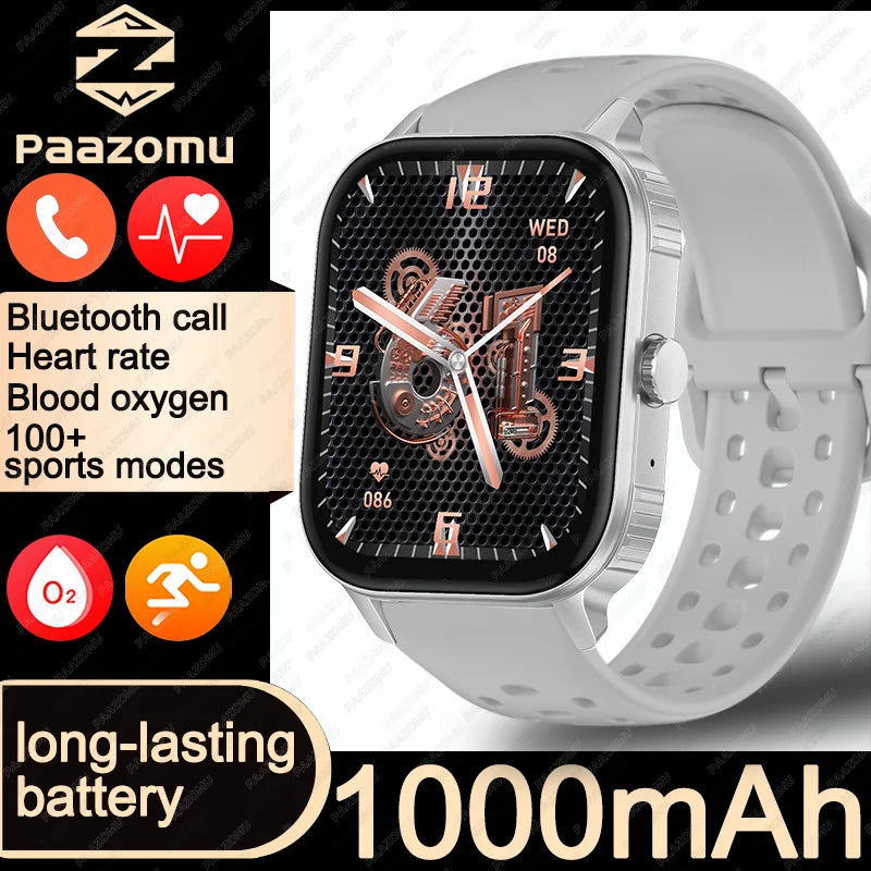 2026 2.04-inch Ultra Smart Watch For Men Women 1000mAh High Capacity Battery Outdoor Sports Fitness Health Monitoring Smartwatch