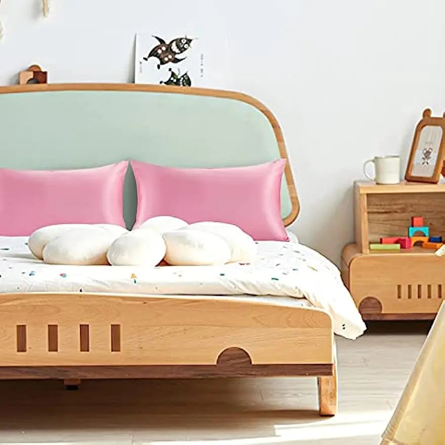 1 PC Silk Satin Toddler Pillowcase 35X50CM, Super Soft and Silky Cooling Travel PillowCases for Nursery, Kids, Boys Girls