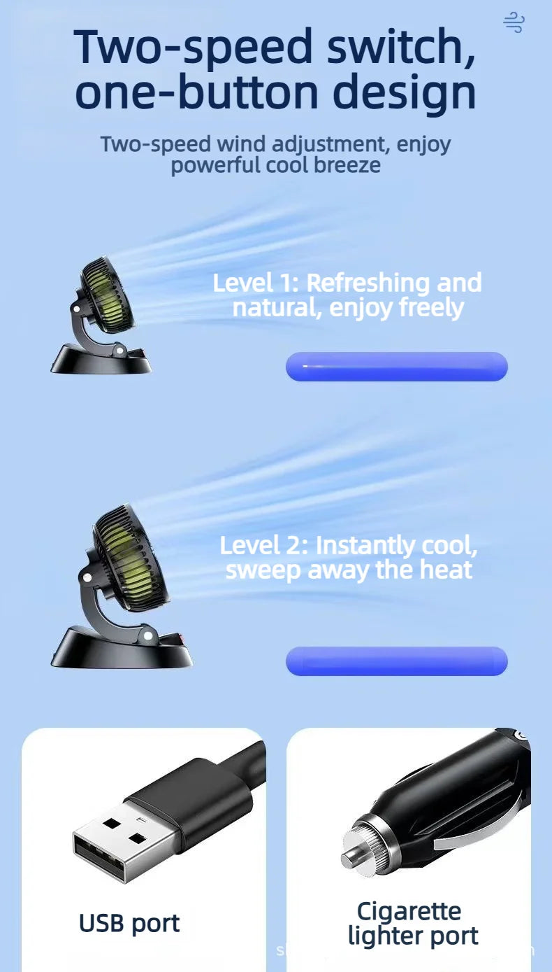 5V/12V/24V Car Fan Cooling Dual/Three Head USB Cooler Adjustable Auto Cooler Air Fan Car Accessories Wind Regulation
