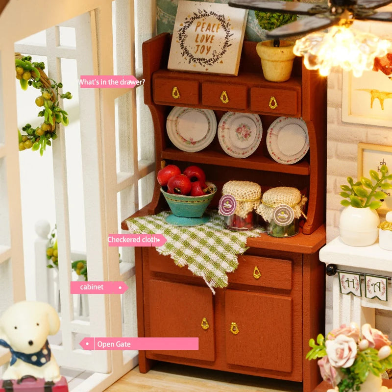 DIY Miniature Dollhouse Kit Assemble Puzzle 3D Wooden House Room Craft With Furniture LED Lights For Friends Birthday Gift Toys
