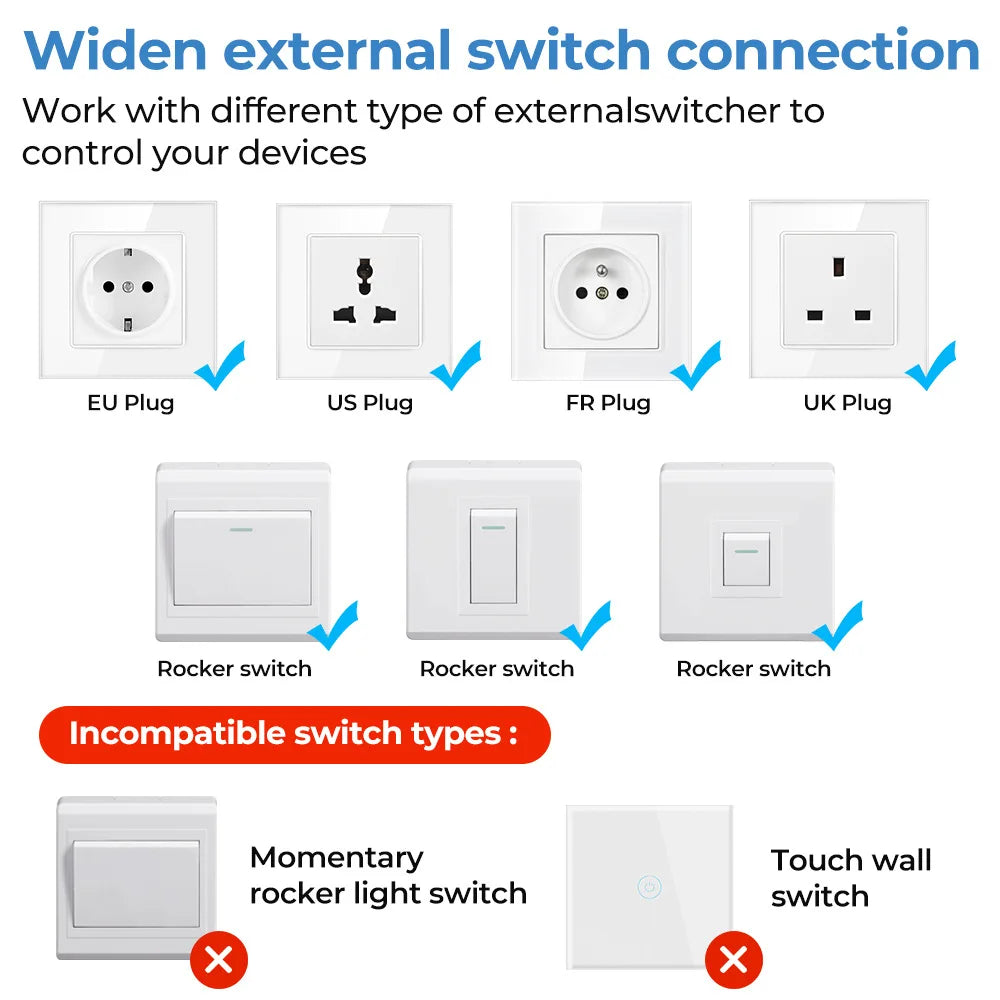 Smart Home Zigbee WiFi Smart Switch with Power Monitor 16A Tuya Light Switch Module DIY Breaker Relay Voice for Alexa Google