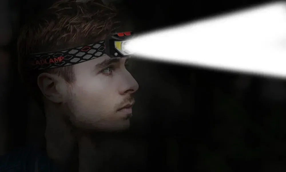 1-3PCS Rechargeable LED Headlamp Sensor Headlight With COB and LED Beads 8 Lighting Modes White and Red Light Fishing Light