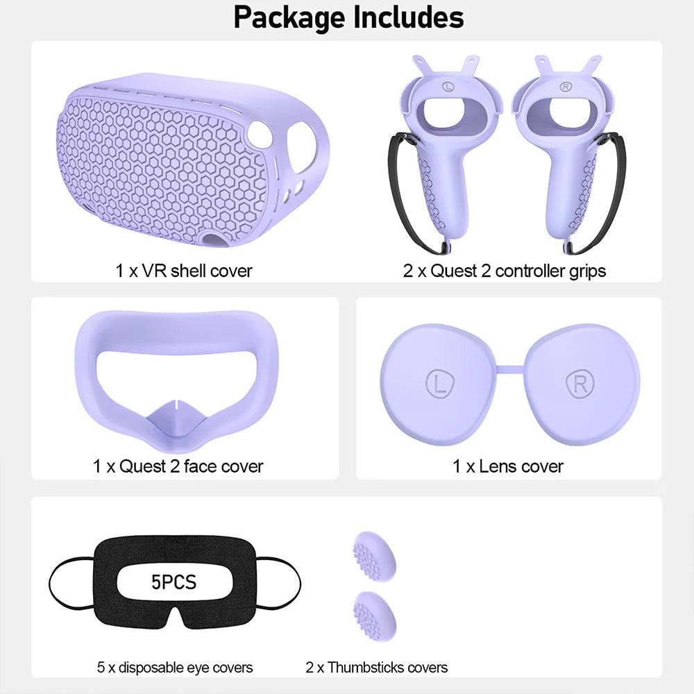Silicone Protective Cover Shell Case For Oculus Quest 2 VR Headset Head Face Cover Eye Pad Handle Grip Button Cap VR Accessories