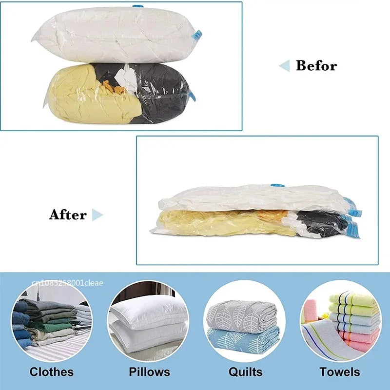1-10pcs Thickened Vacuum Compression Bag,Transparent Quilt Vacuum Bags, Storage Bags, Household Clothing Storage and Sorting Bag