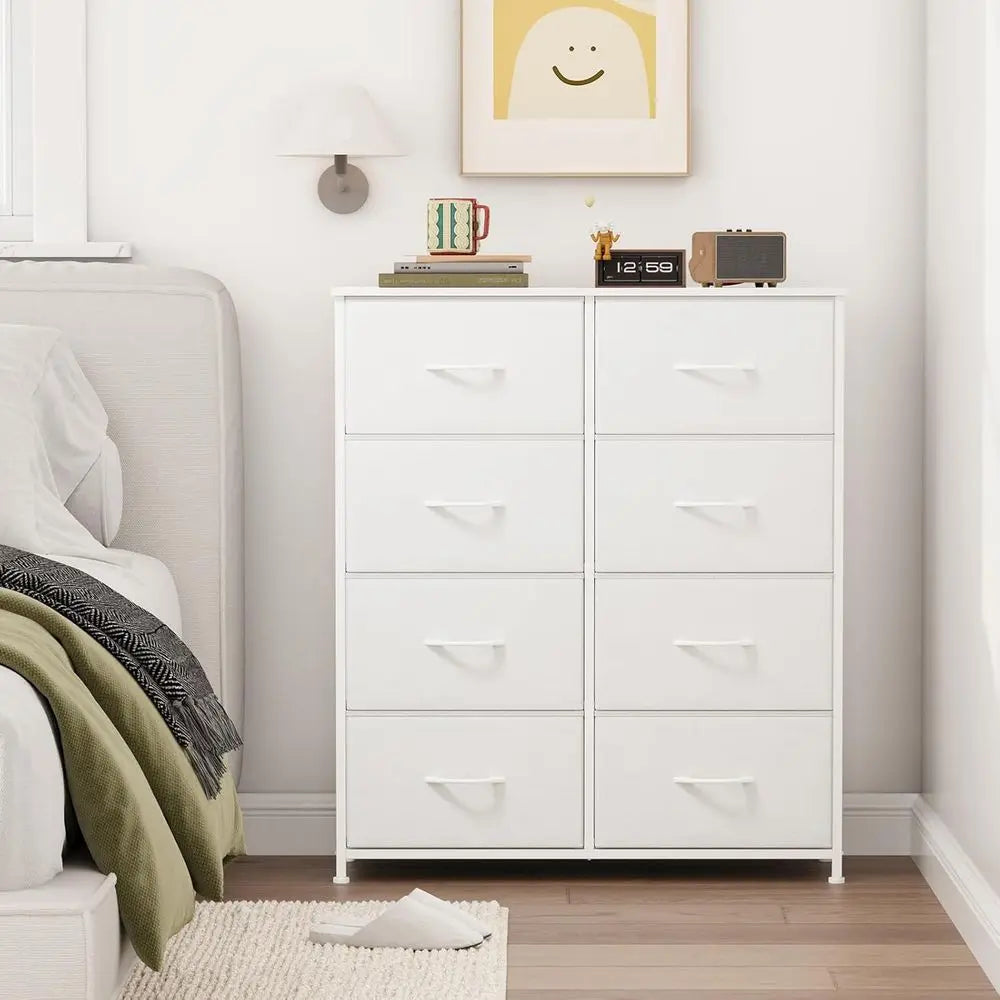 Tall Chest of Drawers for Bedroom, 8-Drawer Wide Storage Organizer, Fabric Dresser or Closet, Nursery Bed, Living Room, Laundry,