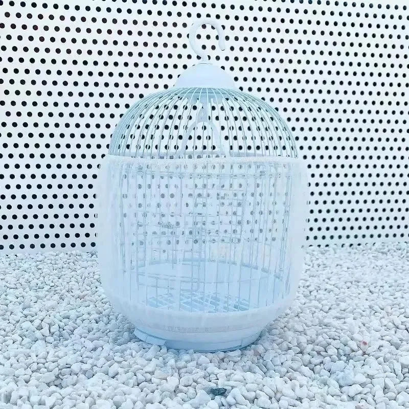 Universal Elastic Bird Cage Cover Transparent Mesh Net Anti Splash Seed Feather Catcher Stretchy Skirt Guard for Parrot Cages