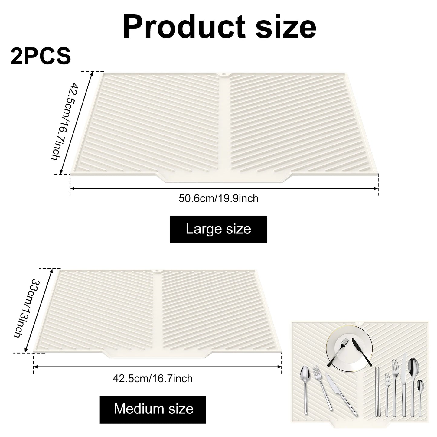 Dish Drying Mat-Silicone Drying Pad Kitchen Counter Dining-table Non-Slip Drain Pad Anti-scald Pot Cup Pad Kitchen Counter Tools
